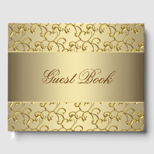 Elegant Gold 50. Wedding Anniversary Gast Book Gästebuch