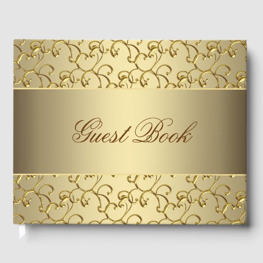 Elegant Gold 50. Wedding Anniversary Gast Book Gästebuch (Vorderseite)