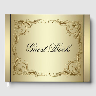 Elegant Gold 50. Wedding Anniversary Gast Book Gästebuch