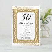 Elegant Gold 50th Wedding Anniversary Einladung (Stehend Vorderseite)