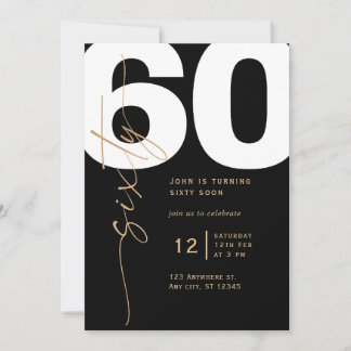 Elegant Gold 60. Geburtstag Einladung