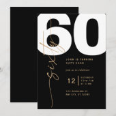Elegant Gold 60. Geburtstag Einladung (Vorne/Hinten)