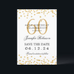 Elegant Gold 60. Geburtstag Save the Date Details Einladung<br><div class="desc">Elegantes "60th Birthday Party" Design mit Imitats Glitzer Konfetti & Details Text. Einfach zu bedienen und leicht zu personalisieren. Bestelle noch heute!</div>