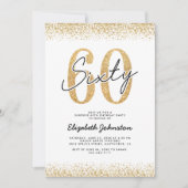 Elegant Gold 60. Geburtstagsparty Einladung (Vorderseite)