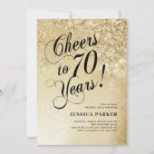 Elegant Gold 70. Geburtstag Einladung (Vorderseite)