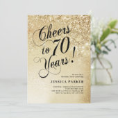 Elegant Gold 70. Geburtstag Einladung (Stehend Vorderseite)