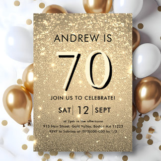 Elegant Gold 70. Geburtstag Einladung
