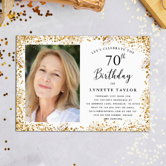 Elegant Gold 70. Geburtstag Einladung