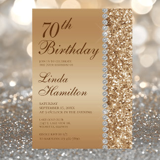 Elegant Gold 70. Geburtstag Einladung
