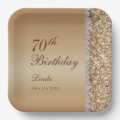 Elegant Gold 70. Geburtstag Pappteller (Vorderseite)