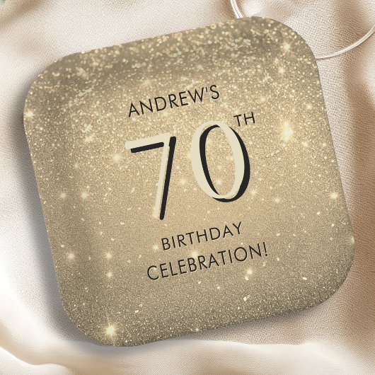 Elegant Gold 70. Geburtstag Pappteller