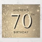 Elegant Gold 70. Geburtstag Schaumweinetikett (Einzelnes Label)
