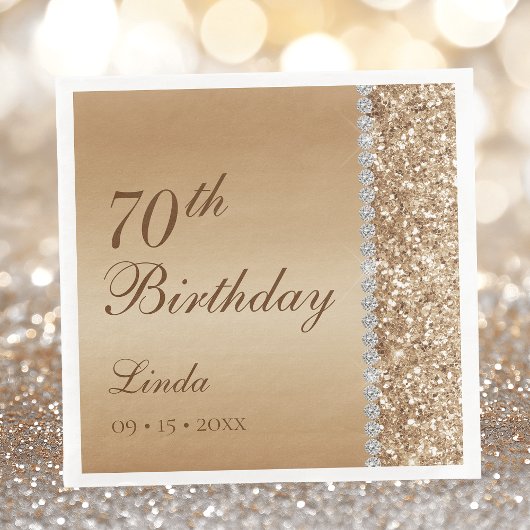 Elegant Gold 70. Geburtstag Serviette
