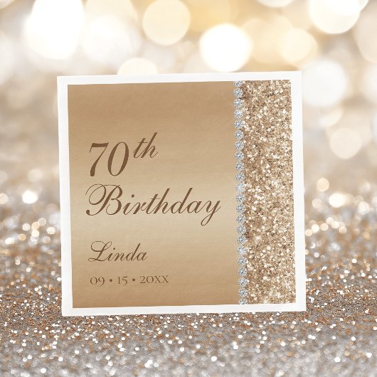 Elegant Gold 70. Geburtstag Serviette