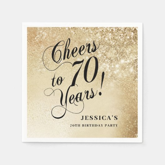 Elegant Gold 70. Geburtstag Serviette (Vorderseite)