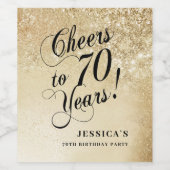 Elegant Gold 70. Geburtstag Weinetikett (Einzelnes Label)