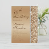 Elegant Gold 75. Geburtstag Einladung (Stehend Vorderseite)