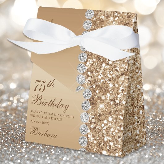Elegant Gold 75. Geburtstag Geschenkschachtel