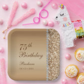 Elegant Gold 75. Geburtstag Pappteller (Party)
