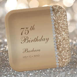 Elegant Gold 75. Geburtstag Pappteller