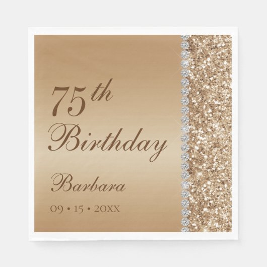 Elegant Gold 75. Geburtstag Serviette (Vorderseite)