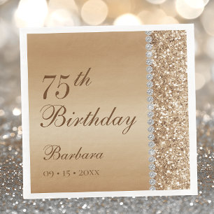 Elegant Gold 75. Geburtstag Serviette