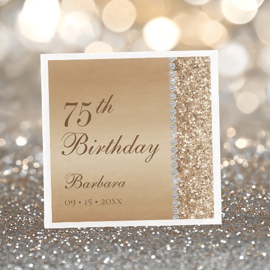 Elegant Gold 75. Geburtstag Serviette