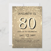 Elegant Gold 80. Geburtstag Einladung (Vorderseite)