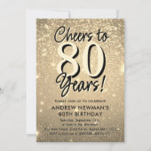 Elegant Gold 80. Geburtstag Einladung (Vorderseite)
