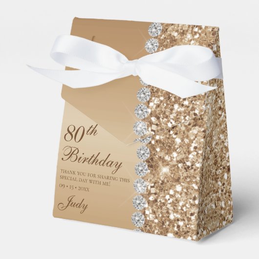 Elegant Gold 80. Geburtstag Geschenkschachtel (Vorderseite)