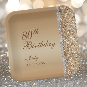 Elegant Gold 80. Geburtstag Pappteller