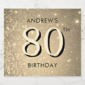 Elegant Gold 80. Geburtstag Schaumweinetikett (Einzelnes Label)