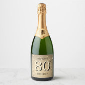 Elegant Gold 80. Geburtstag Schaumweinetikett (Vorderseite)