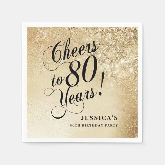 Elegant Gold 80. Geburtstag Serviette (Vorderseite)