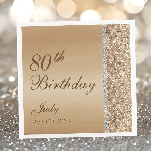 Elegant Gold 80. Geburtstag Serviette