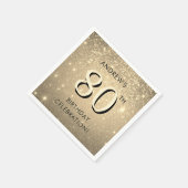 Elegant Gold 80. Geburtstag Serviette (Ecke)