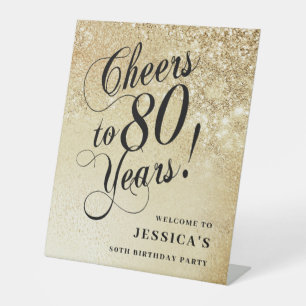 Elegant Gold 80. Geburtstag Sockelschild