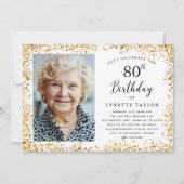 Elegant Gold 80. Geburtstagsparty Einladung (Vorderseite)