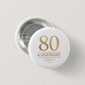 Elegant Gold 80. & Legendary Birthday Button (Vorne & Hinten)