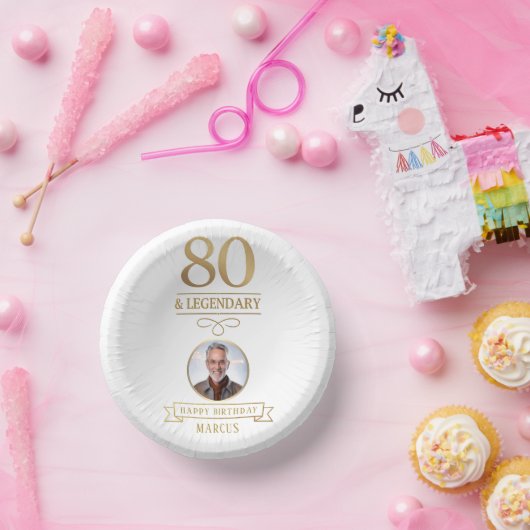 Elegant Gold 80. & Legendary Birthday Pappteller (Party)