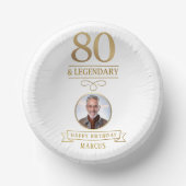 Elegant Gold 80. & Legendary Birthday Pappteller (Vorderseite)