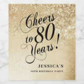 Elegant Gold 80th Birthday Weinetikett (Einzelnes Label)