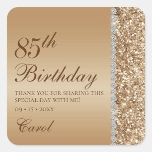 Elegant Gold 85. Geburtstag Danke Quadratischer Aufkleber