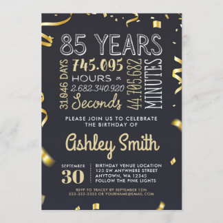 Elegant Gold 85. Geburtstag Einladung - 85 Jahre