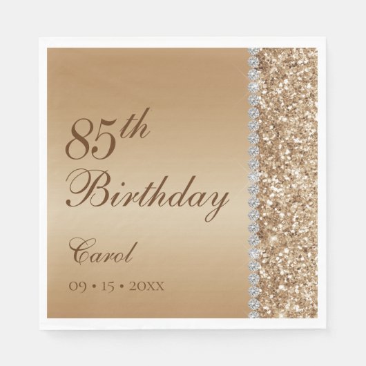 Elegant Gold 85. Geburtstag Serviette (Vorderseite)