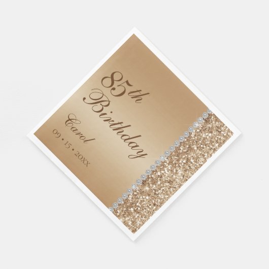 Elegant Gold 85. Geburtstag Serviette (Ecke)