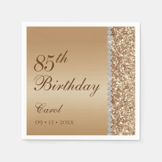 Elegant Gold 85. Geburtstag Serviette (Vorderseite)