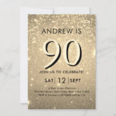 Elegant Gold 90. Geburtstag Einladung (Vorderseite)