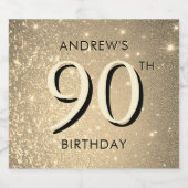 Elegant Gold 90. Geburtstag Schaumweinetikett (Einzelnes Label)