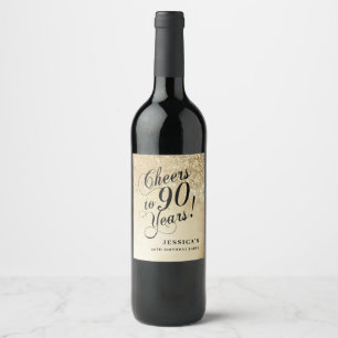 Elegant Gold 90. Geburtstag Weinetikett